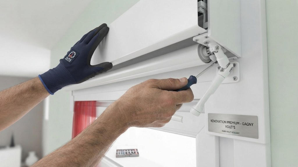Technicien Paris Volet Roulant réglant un mécanisme de volet roulant — entretien et maintenance à Gagny, Paris et Seine-Saint-Denis 93 — réparateur volet roulant, dépannage, réparation, motorisation, installation, Île-de-France — Paris 5e Quartier Latin, Paris 6e Saint-Germain-des-Prés, Paris 7e Invalides Tour Eiffel, Paris 8e Champs-Élysées